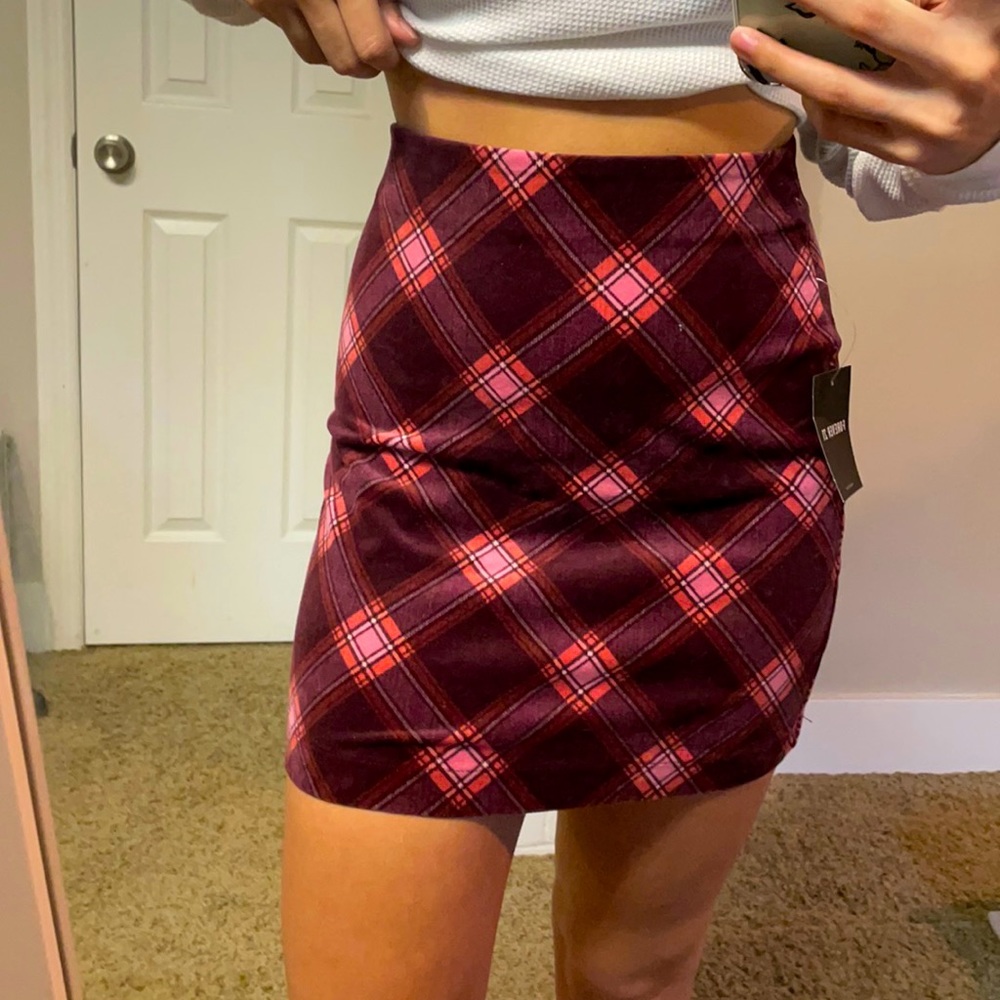 brand new with tags velvety plaid skirt